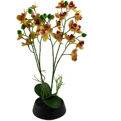 43cm Pink Yellow Artificial Orchid in Ceramic Planter (1/4)