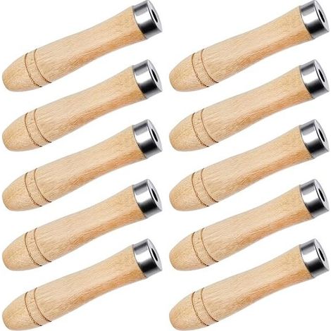 10 Stück Holzfeilengriffe mit Metallmanschetten, Holzgriffe für Feilen, Holzfeilengriffe für manuelle Feilenschneidwerkzeuge (1/5)
