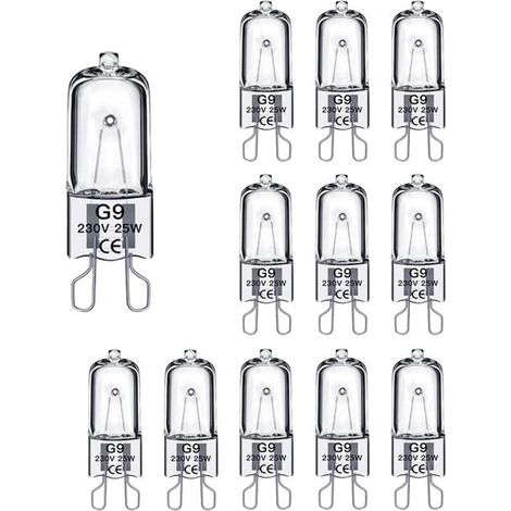 Ampoule halogène G9 25 W, intensité variable, 230 V, pour four, micro-ondes, lampe de table, lot de 12. (1/5)