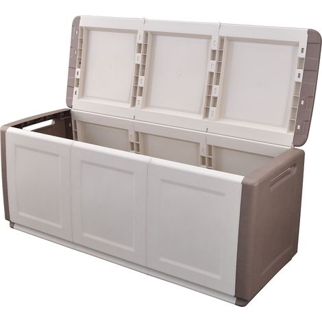 Coffre de rangement 330L Beige/Taupe 138 x 53 x H57cm Poignées de transport polypropylène INTEC (1/4)