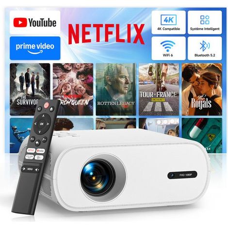 Mini proiettore intelligente 【Netflix ufficiale】 con messa a fuoco elettrica, 20.000 lumen, 1080P Full HD, WiFi 6, Bluetooth 5.2 (1/5)