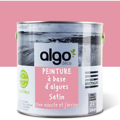 Peinture écologique Algo - Satin - Rose Une minute et j'arrive - 2L (1/5)