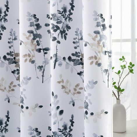Night Curtains for Room Darkening Thermal Insulated Panels 84 Inch Long Block Out Grommet Drapes/Drapes, Bluestone and Taupe Classic Vintage Floral Print, 2 Panels