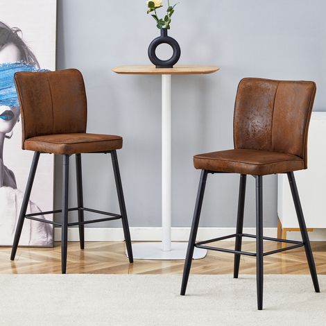 Taburete de bar de tejido marrón y metal negro, ergonómico, con reposapiés, 101 cm (1/5)