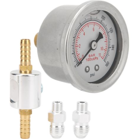 Universeller 1/8 NPT Kraftstoffdruckregler mit Manometer, Bausatz für Benzineinspritzsysteme, fahrzeugkompatibel, präzise Einstellung, Edelstahl. (1/5)