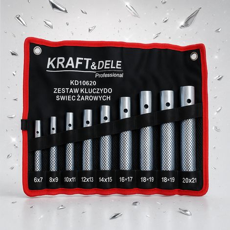 Coffret de clés à bougie de préchauffage 10 pièces – Acier CRV – Tailles 6X7 à 20X22 – Pour moteurs diesel