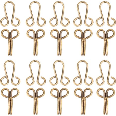 10 crochets de fixation pour manteaux de fourrure, à coudre sur des sous-vêtements (bronze) (1/5)