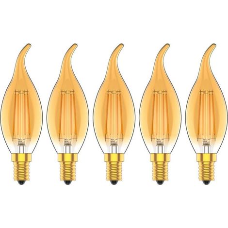 Lot de 5 Dimmable 4W Ampoule a Filament Vintage E14 LED Blanc Chaud 2700K 30W Ampoules à incandescence équivalent 300LM AC 220V