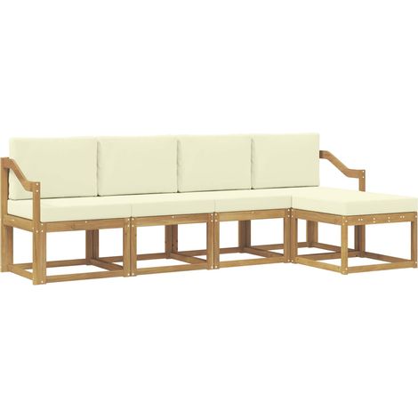 Set di divani da esterno 5 pz Bianco e Crema vidaXL (1/5)