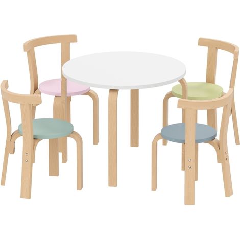 CHICFURN Conjunto infantil de mesa y sillas 60x60x50 cm de madera multicolor 5 piezas (1/5)