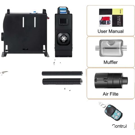 Chauffage de stationnement diesel, appareil de chauffage efficace, télécommande LCD, 8KW LCD Interrupteur Noir (1/2)
