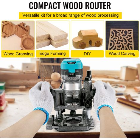 Défonceuse Électrique 710 W Affleureuse à Bois avec 4 Bases Fixe+Inclinable+Plongeante+Décalée, Outil Routeur Flexible avec Mèches… (1/5)