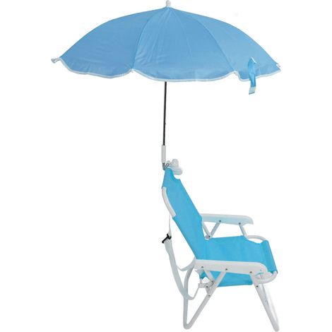Chaise de plage enfant pliante et portable, idéale pour le camping, les pique-niques, les vacances et les fêtes. Couleur bleue. (1/5)