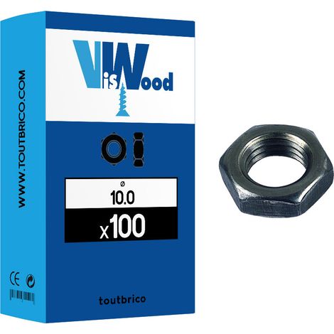 100 écrous bas hexagonal Ø 10 classe 4 brut - Viswood