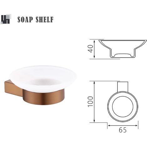 Porte-savon/porte-serviettes en or rose brossé avec porte-papier toilette, crochet pour peignoir, porte-gobelet et brosse WC. Accessoires de salle de bain. (1/5)