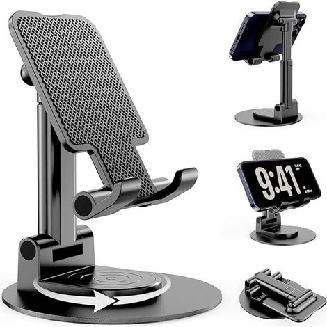 Support de bureau pour téléphone portable réglable rotatif à 360 degrés soulevant le support d'artefact paresseux pour chasser les drames multifonctionnel universel (1/5)