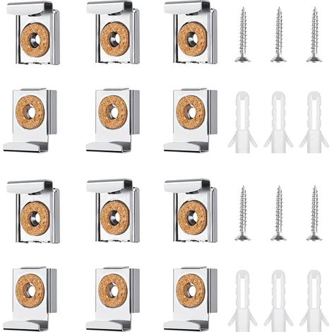Square Frameless Wall Brackets,Spring Mirror Clips (1/5)