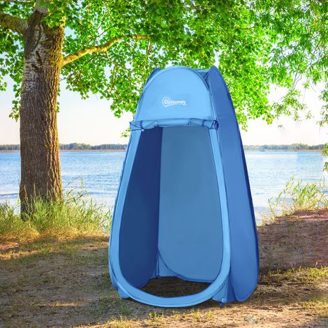 Tienda de Ducha Pop Up con Protección UV Techo Impermeable y Asa para Camping Playa 100x100x185 cm Azul (1/5)