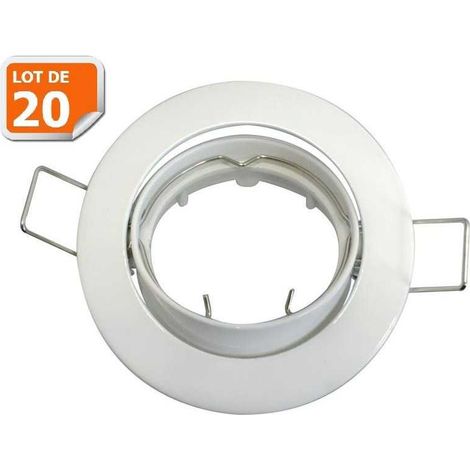 Lot de 20 supports encastrable aluminium orientable blanc Dia 81mm (1/5)