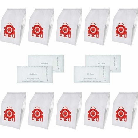 Packung mit 10 synthetischen Ersatzstaubbeuteln für Miele FJM C1 und Hoover C2 Staubsauger mit 4 Hepa-Filtern (1/5)