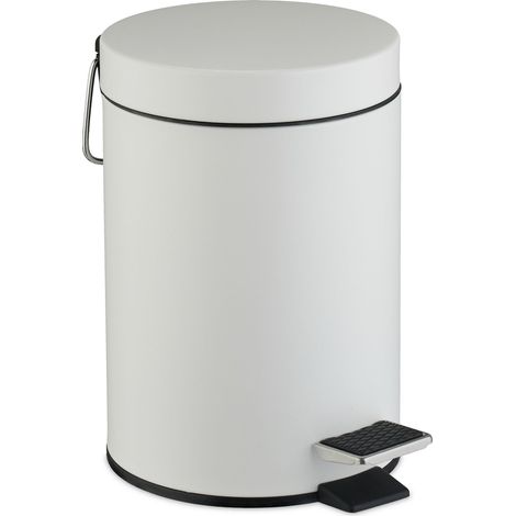 Relaxdays Kosmetikeimer, 3 Liter, entnehmbarer Inneneimer, Metall, Badezimmer & Gäste WC, Mülleimer mit Deckel, weiß