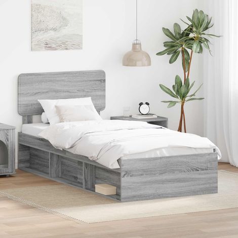 Bettrahmen Graues Sonoma 75 x 190 cm Massives Kiefernholz