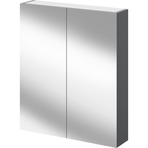 Napoli Gloss Grey 600mm Wall Mounted Mirrored Cabinet (1/5)