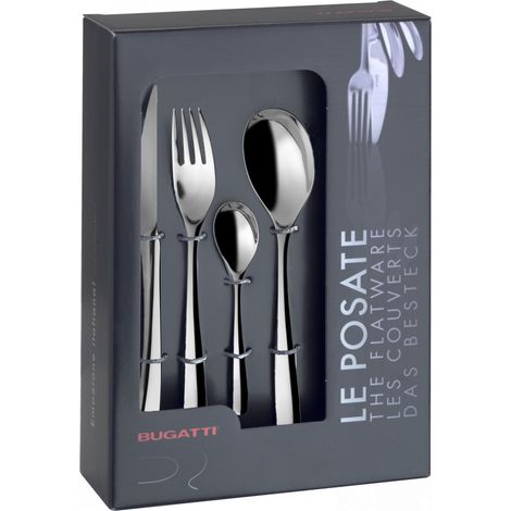 Set posate 24 pezzi in scatola regalo con finestra Riviera Legame Champagne Champagne PVD Lucido Bugatti
