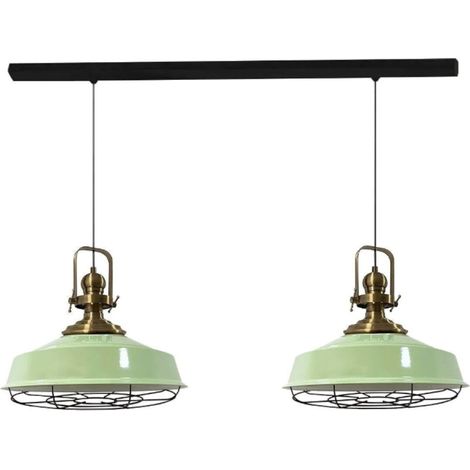 bamyum Asletl Suspension Luminaire Industrielle Rétro en Metal Lot de 2, Lustre de Salon Vintage, Éclairage de Plafond pour Chambre, Cuisine, Lampe Suspendue Vert Menthe