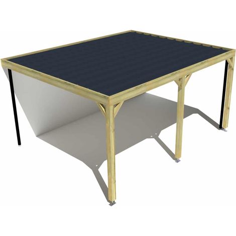 Carport bois • 5m x 4m • adossée • sens profondeur • livraison comprise (1/3)