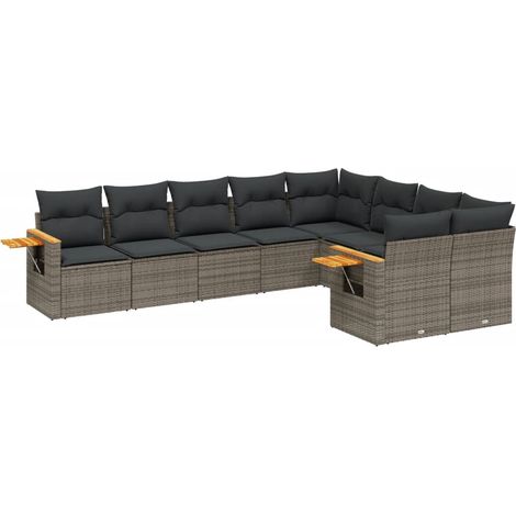 Maison Exclusive - 9-tlg. Garten-Sofagarnitur mit Kissen Grau Pol (1/3)
