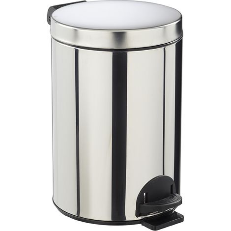 Poubelle à pédale Sanelia - seau antibactérien - 14l - inox AISI 304 (18/10) (1/3)