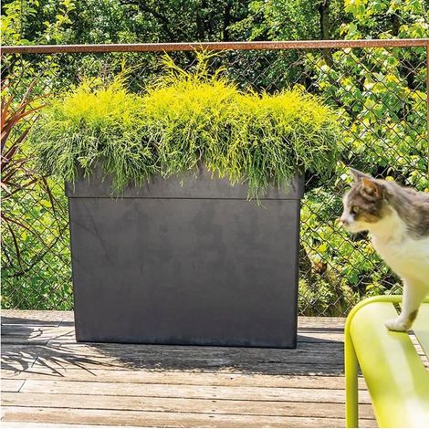 Muret haut LIKE R 78x29,5 cm H65 cm – Contenance 118 litres – Résistant au gel et aux UV – Pour usage extérieur – Anthracite – Deroma