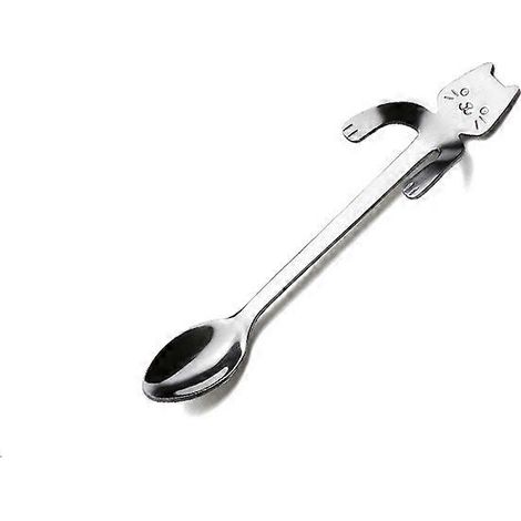 Cuillère à café en acier inoxydable motif chaton mignon de 11,5 cm, cuillère créative en forme de chat, mini-cuillères à glace, cuillère à dessert, cuillère à en-cas, vaisselle complète