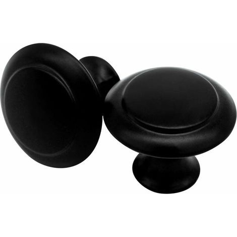 Set mit 10 runden Knöpfen für Küchenschrank, Kommode, Badezimmer, schwarz (1/5)