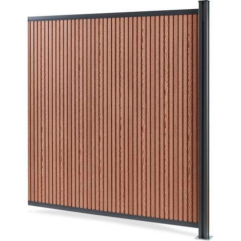 Gartenzaun Erweiterungsmodul Grassano mit 1 Pfosten 185x175 cm WPC Braun [neu.holz]