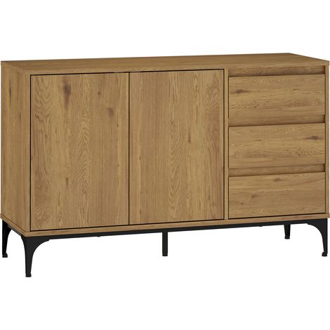 Credenza comò mobile contenitore soggiorno ingresso camera da letto 77 x 120 x 40 cm effetto rovere scuro 030009029