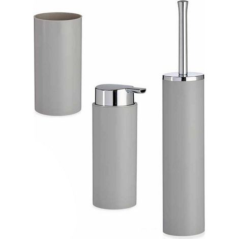 Berilo Set da bagno moderno grigio plastica 3 pezzi