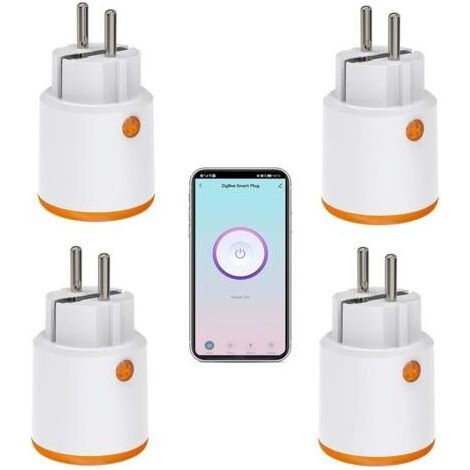 Smart Power Plugs - Zigbee Smart Plug with Metering and Timer Function, Tuya App Control, Push Notification, Zigbee Hub Required, 16A Socket, Work with Alexa, Google Home (4PCS) (1/5)