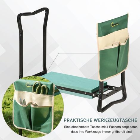 Genouillère banc pliant 2-en-1 – Siège de jardin avec coussins EVA, outil de jardinage à genoux, sac à outils amovible (4 poches) – Idéal pour jardin – Capacité 150 kg (1/5)