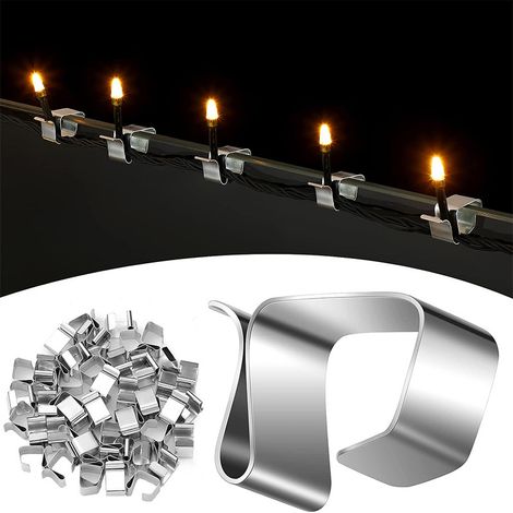 100 unidades - Abrazaderas para cables - Sujetadores de alambre - Con cinta adhesiva fuerte - Accesorios navideños - Tamaño 2415 mm - Guirnaldas de luces debajo de las mesas (1/2)