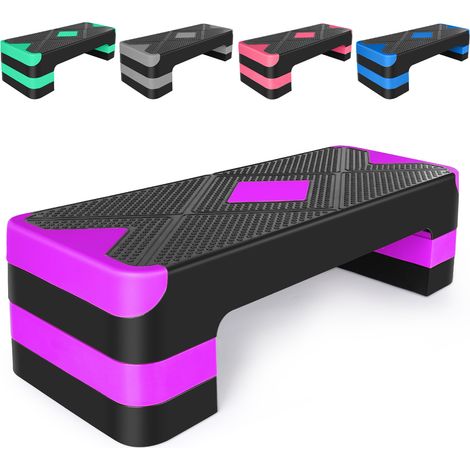 Plateforme de Step Aérobic Ajustable en ABS avec 3 Hauteurs, 68,5 cm x 27,9 cm, Couleur Violet (1/5)