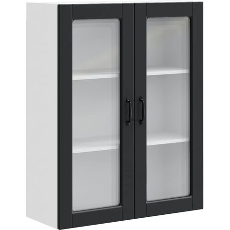 Maison Exclusive - Mobile in vetro da parete PORTO Nero 80 x 31 x 100 cm