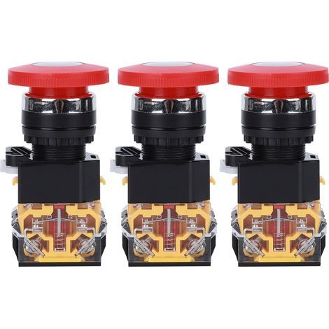 Not-Aus-Taster, 3 Stück, Industriezubehör, technischer Kunststoff, 440 V, 10 A, 22 mm (1/5)