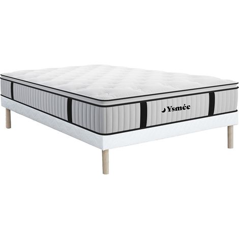 Ensemble 140 x 190 cm sommier + matelas ressorts ensachés surmatelas intégré ép.28cm - AMERICAN DREAM de YSMÉE