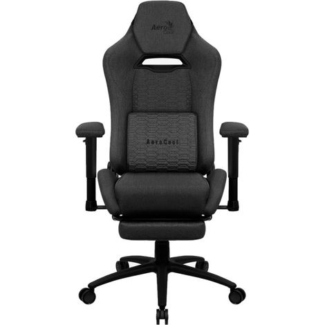 Silla ergonómica para juegos premium Aerocool ROYALASHBK con reposapiernas y tecnología Aeroweave, negra