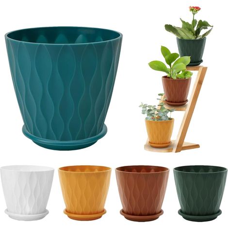 5 Stück Pflanzentöpfe Mit Drainage Und Untersetzer Set Aus