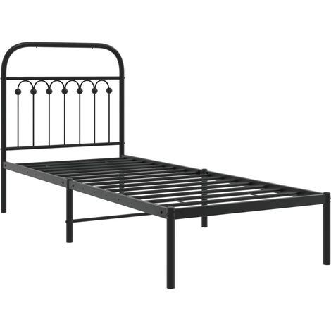 vidaXL Giroletto con Testiera in Metallo Nero 75x190 cm (1/5)