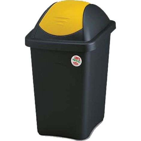 BIDONE IMMONDIZIA 'MULTIPAT' Lt. 30 - cm 29 x 39 x h.50 - nero/verde  - STEFANPLAST