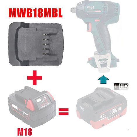 Adaptateur convertisseur de batterie au lithium Milwaukee 18 V pour outils électriques Metabo 18 V au lithium-ion (1/4)